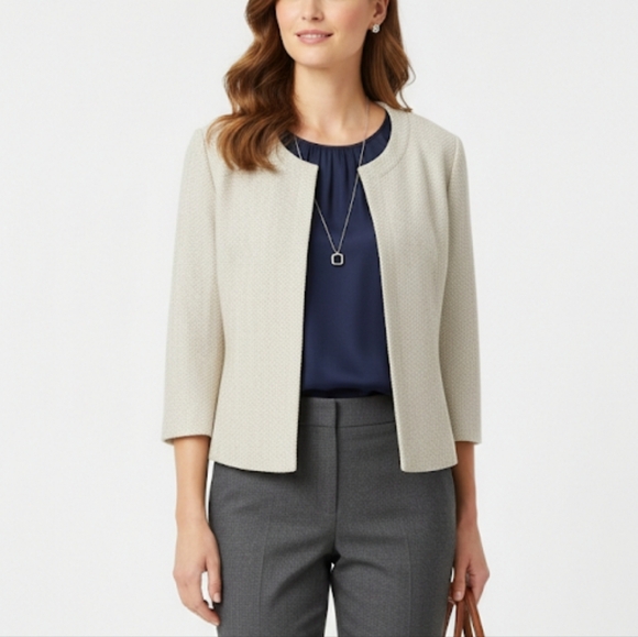 St. John Jackets & Blazers - St. John Beige Textured Jacket Sz 12